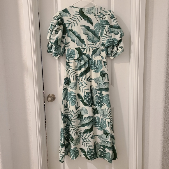 Johanna Ortiz x H&M Linen Blend Green Palm Leaf Dress - Picture 2 of 6